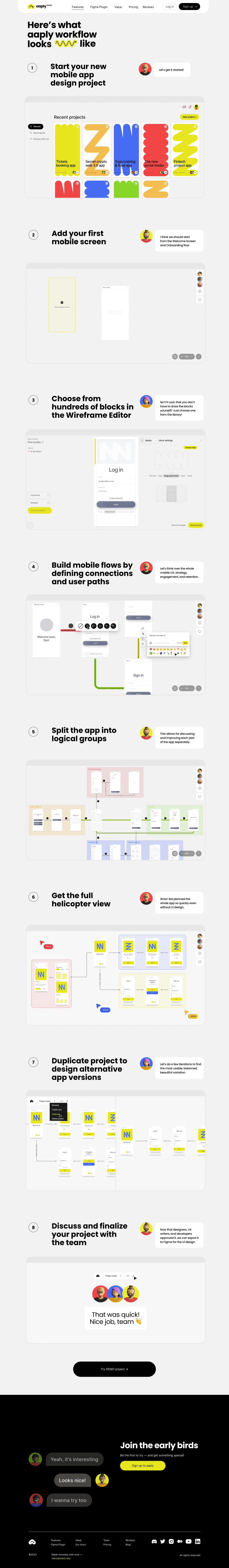 Aaply features website preview