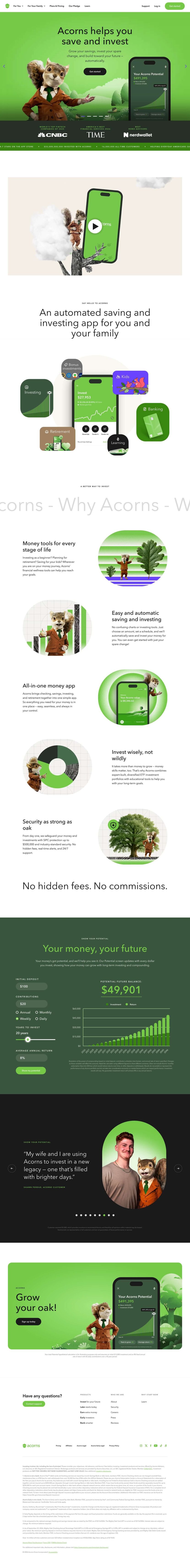 Acorns landing page website preview