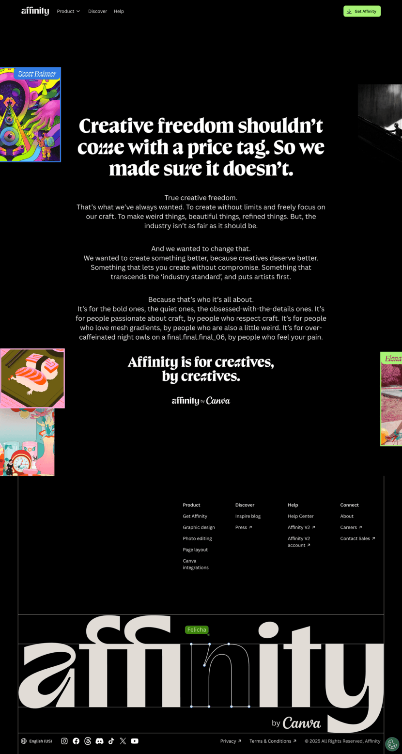 Affinity about us website preview