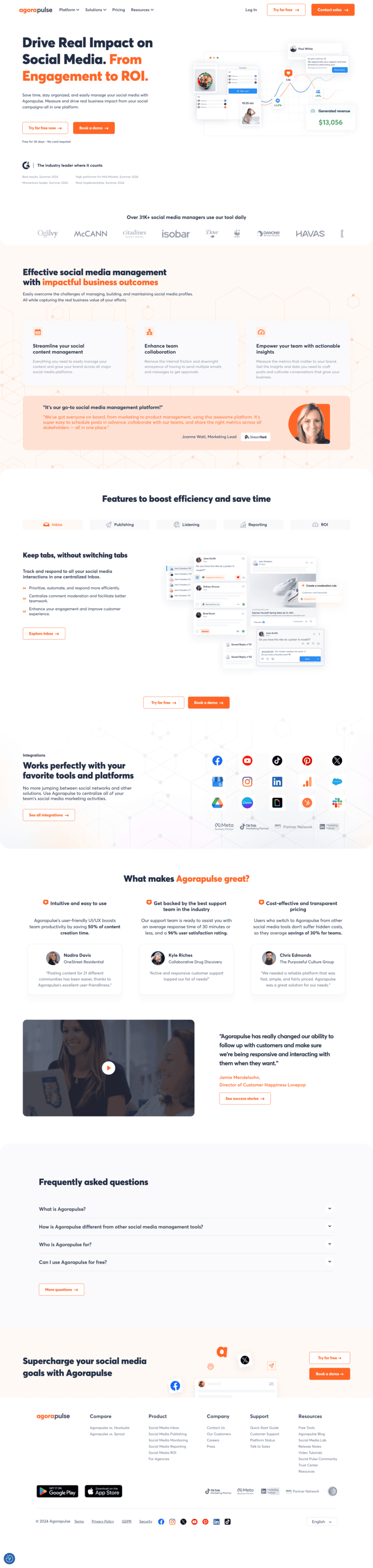 Agorapulse landing page website preview
