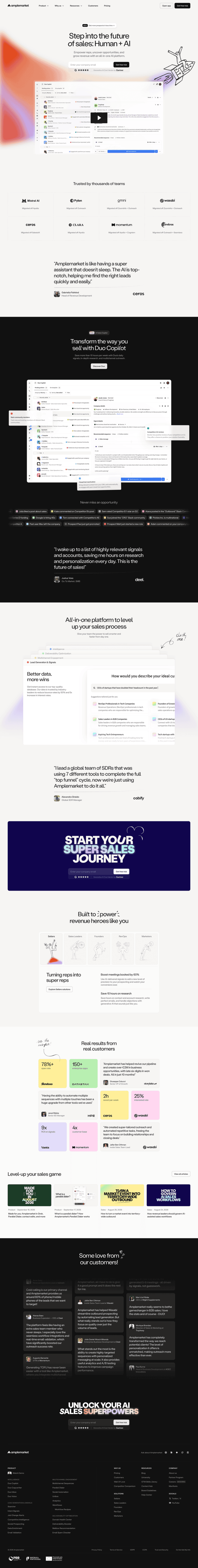 Amplemarket landing page website preview