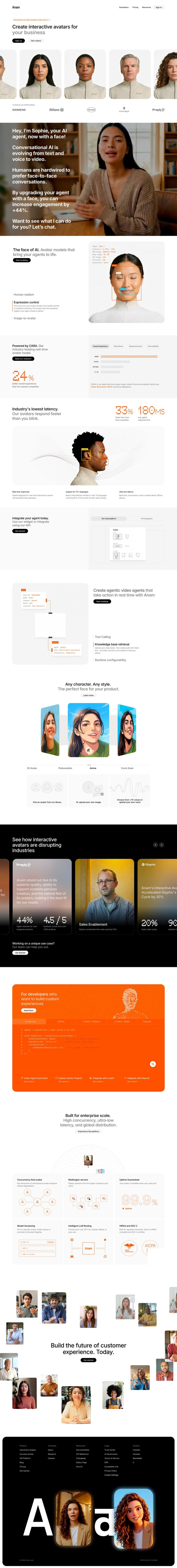 Anam landing page full-page website screenshot