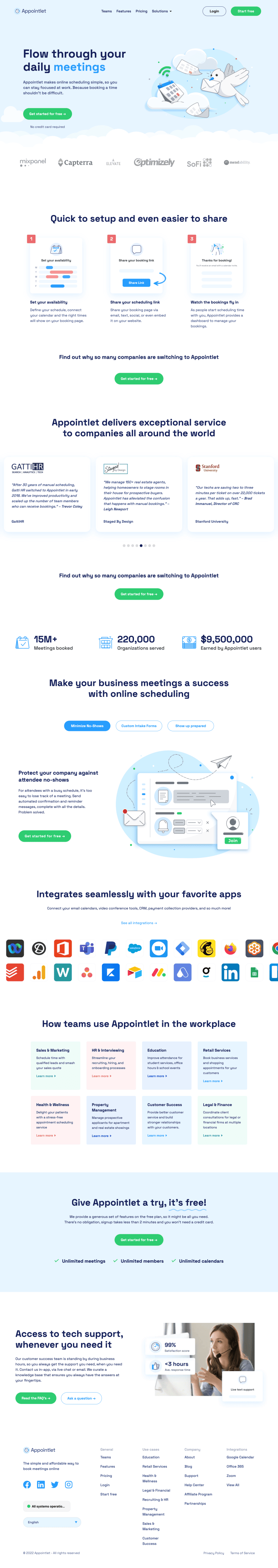 Appointlet landing page website preview