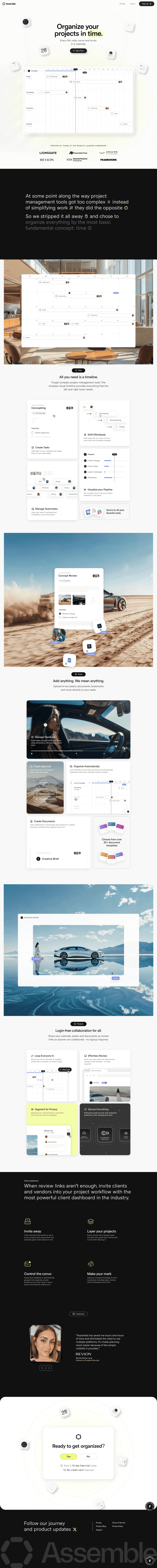 Assemble landing page full-page website screenshot