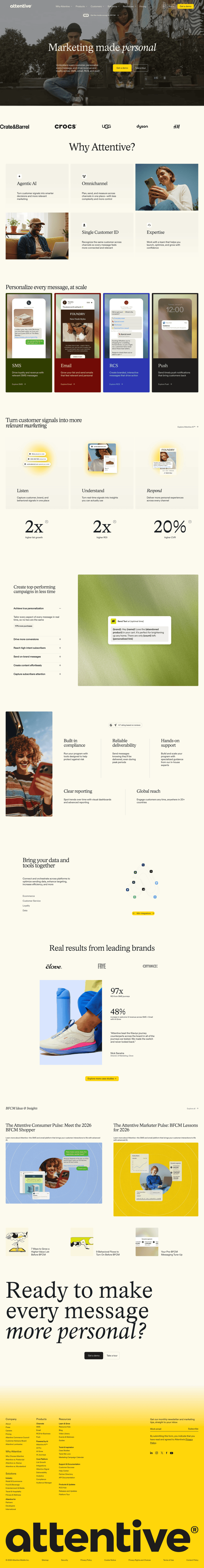 Attentive landing page website preview