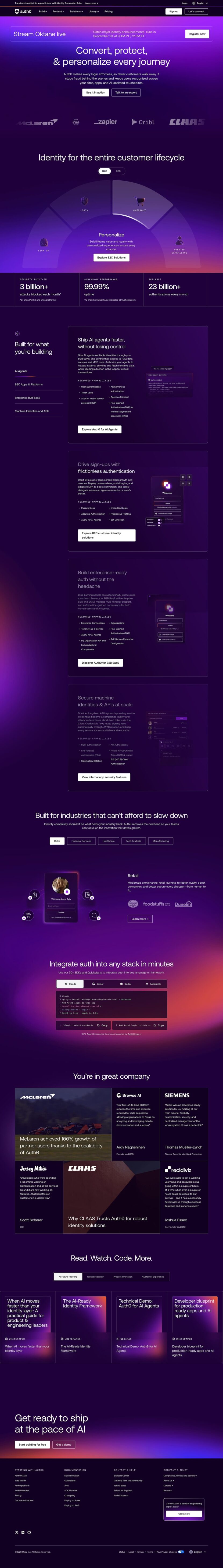 Auth0 landing page website preview