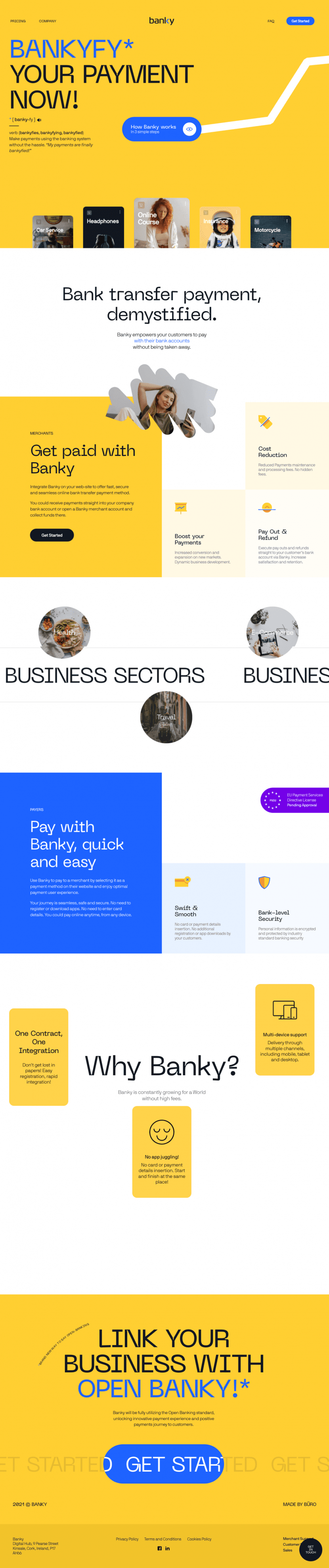 Banky landing page website preview