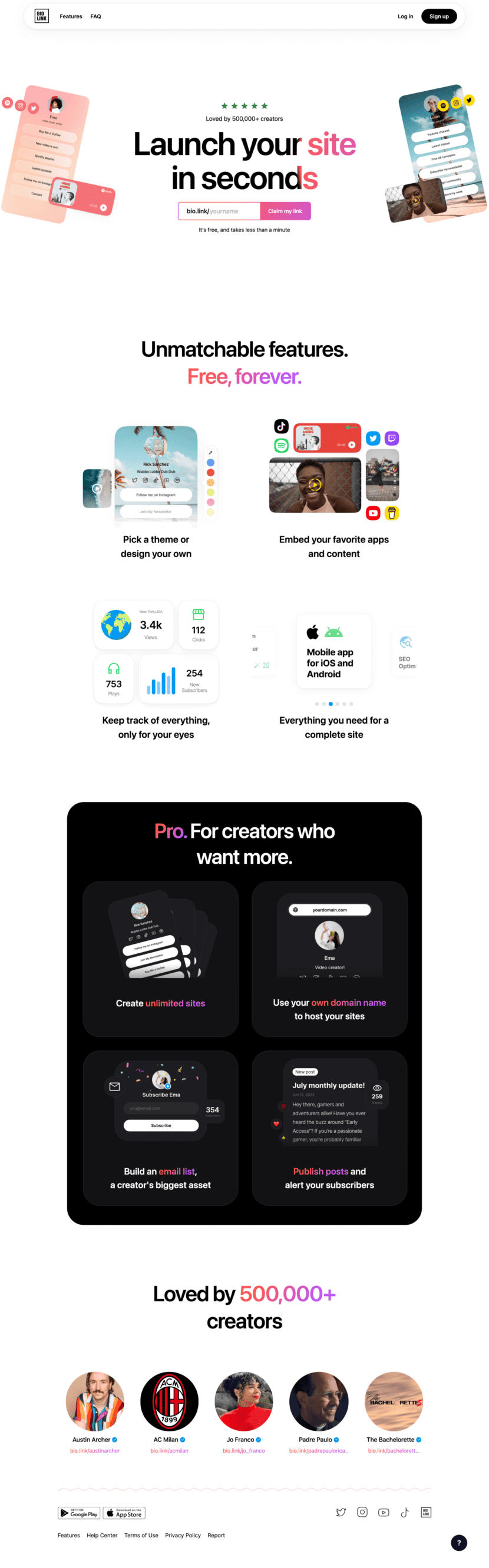Bio Link landing page website preview