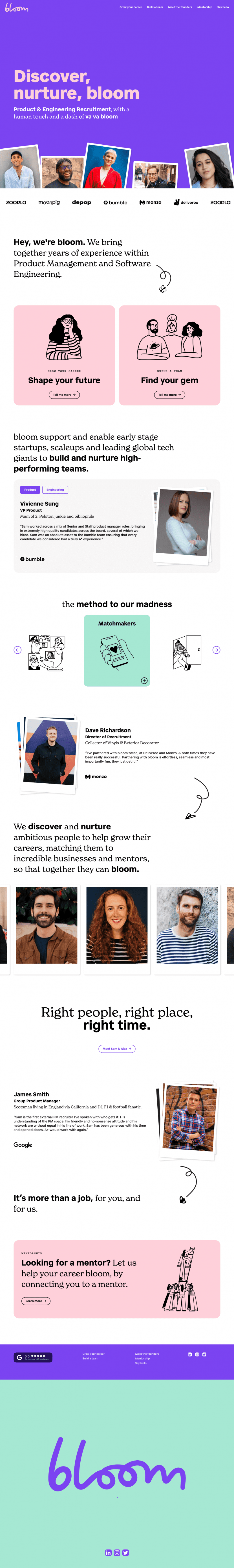 Bloom landing page full-page website screenshot