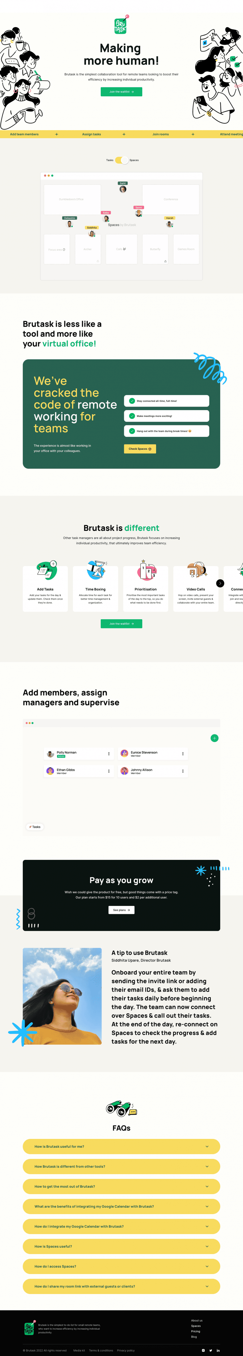 Brutask landing page full-page website screenshot