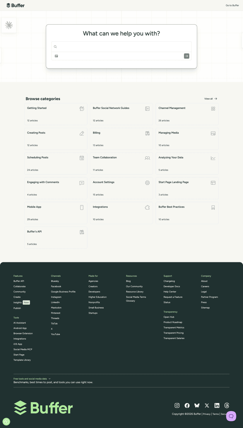 Buffer FAQ website preview