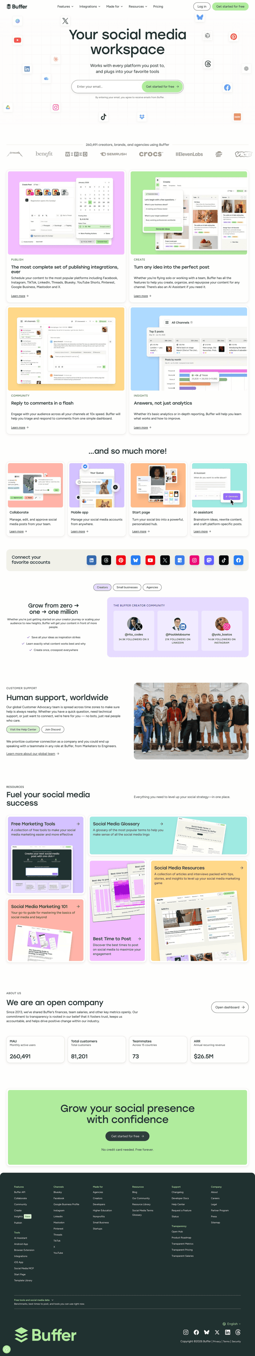 Buffer landing page website preview