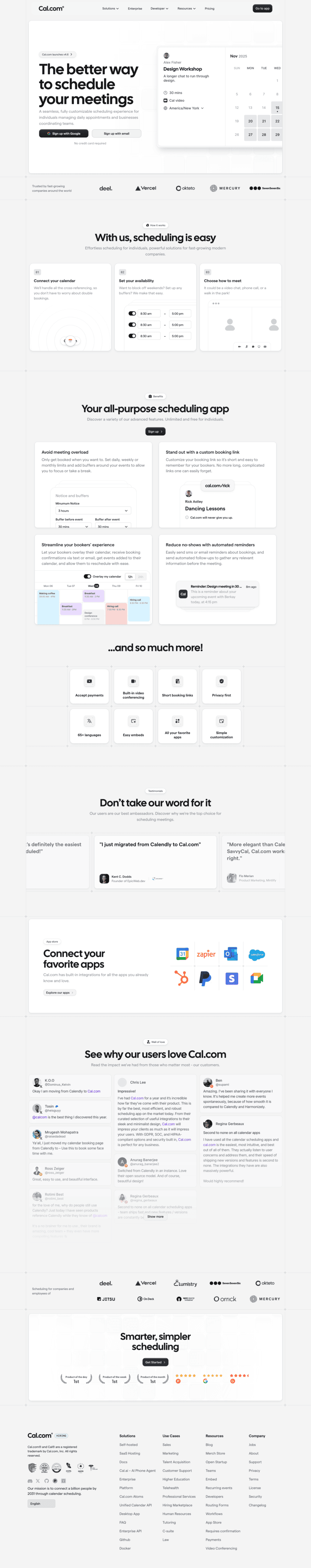 Cal.com landing page website preview