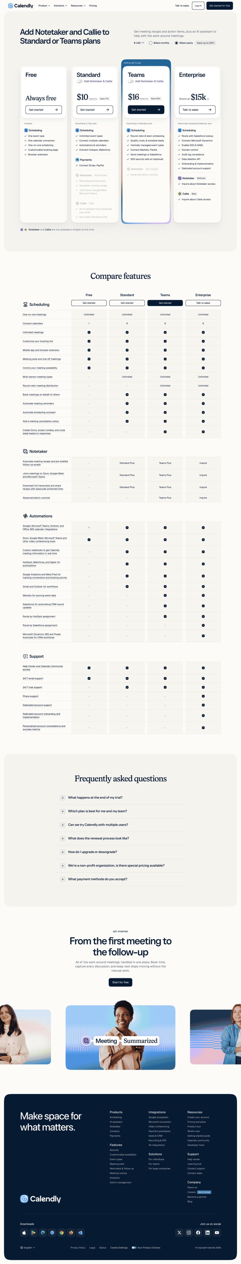 Calendly pricing website preview