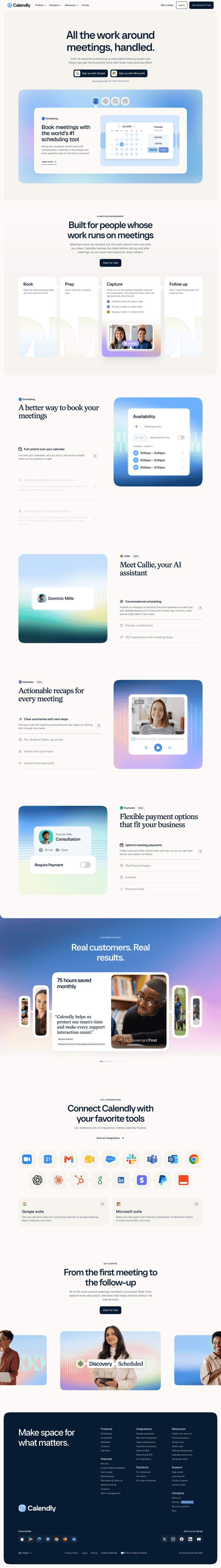 Calendly landing page full-page website screenshot