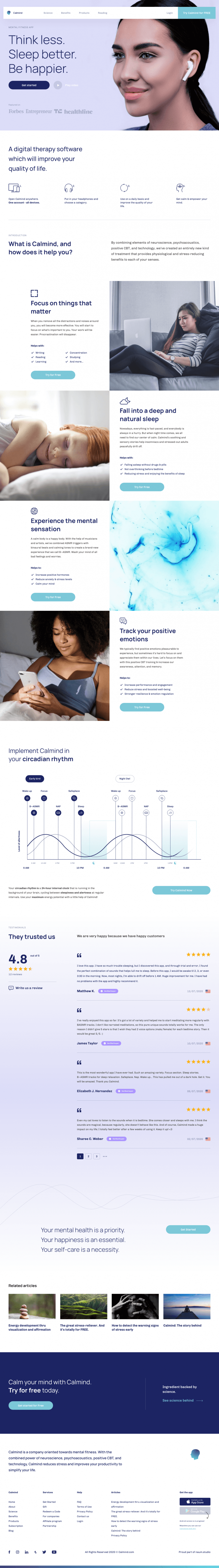 Calmind landing page website preview
