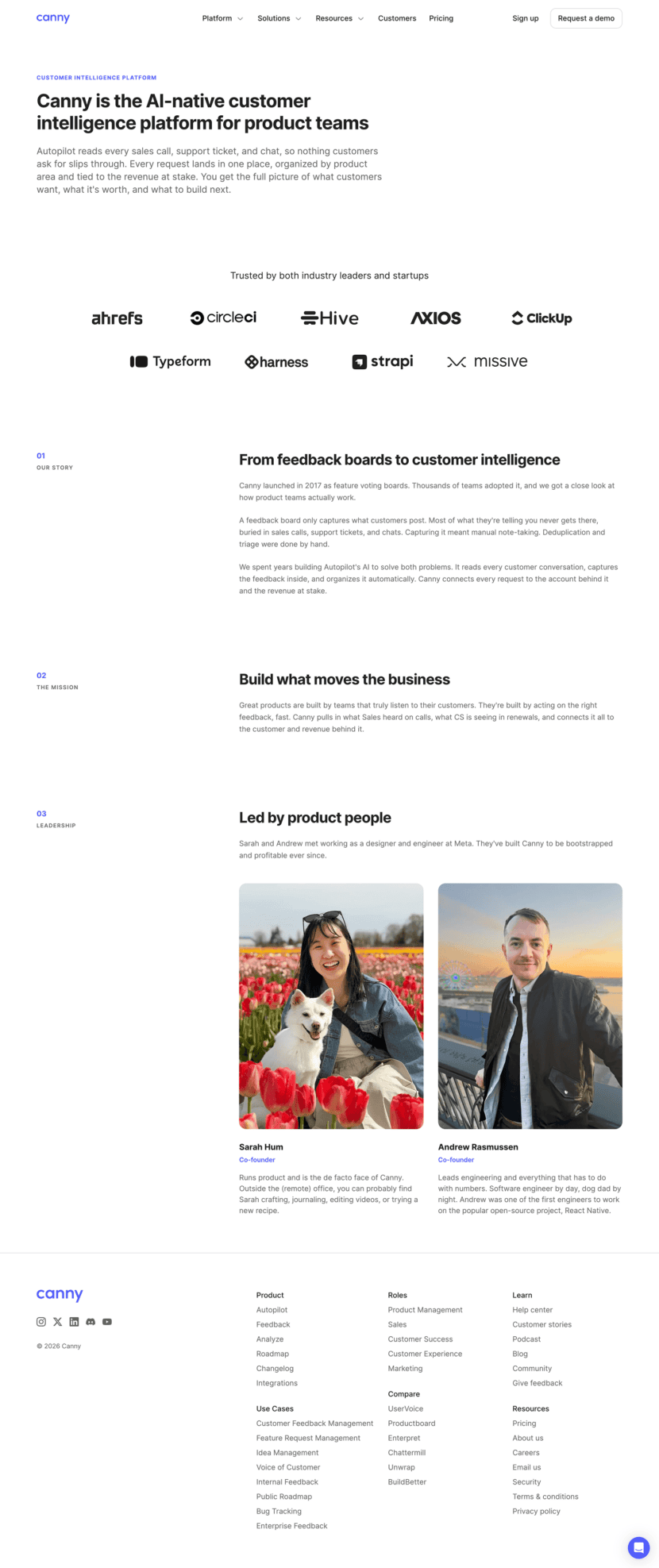 Canny about us website preview