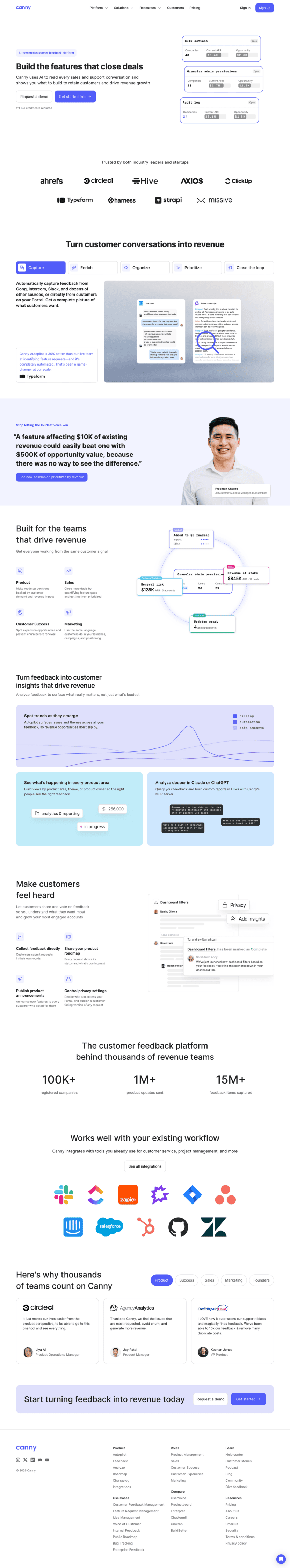 Canny landing page website preview