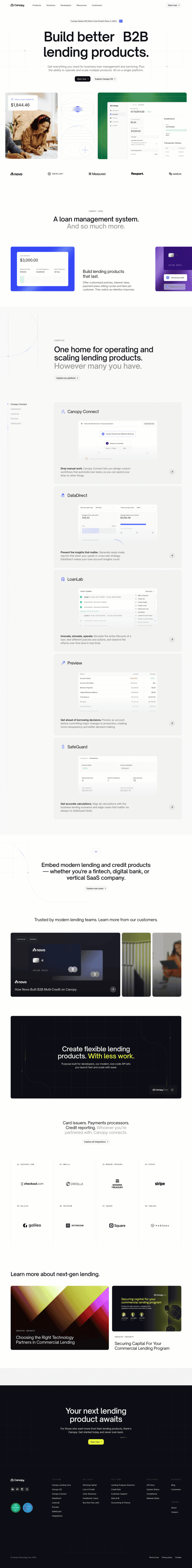 Canopy landing page full-page website screenshot