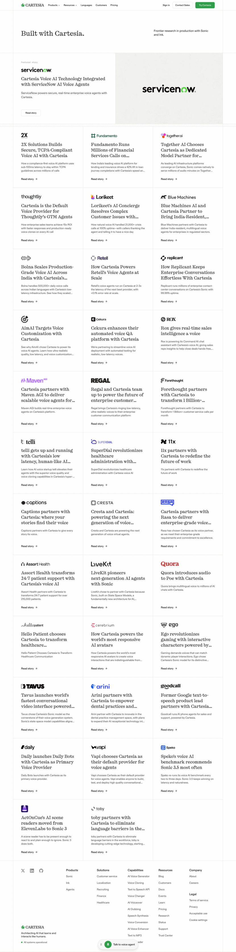 Cartesia testimonials website preview