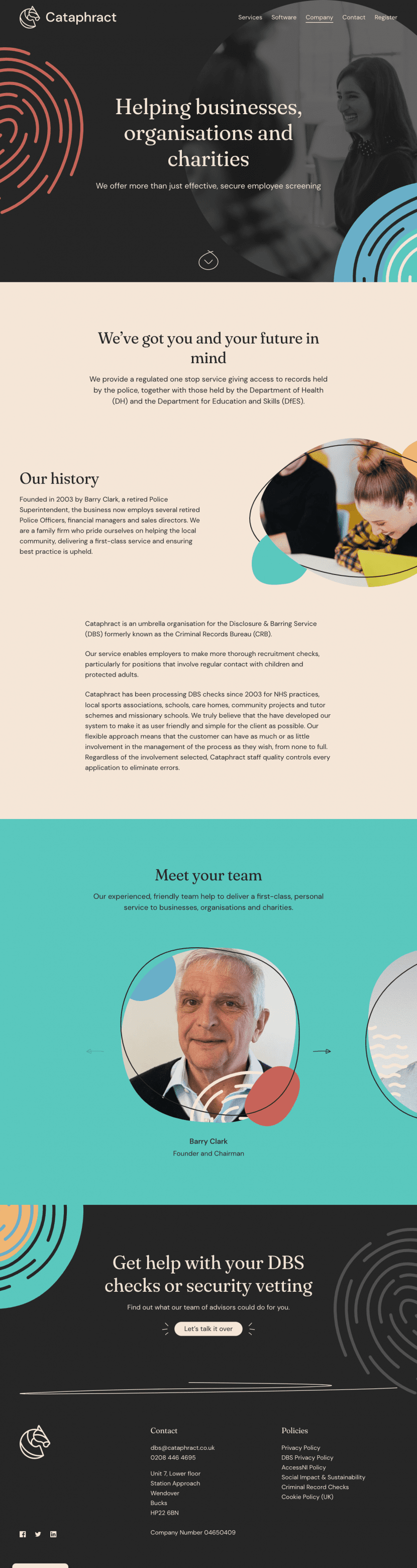 Cataphract about us website preview