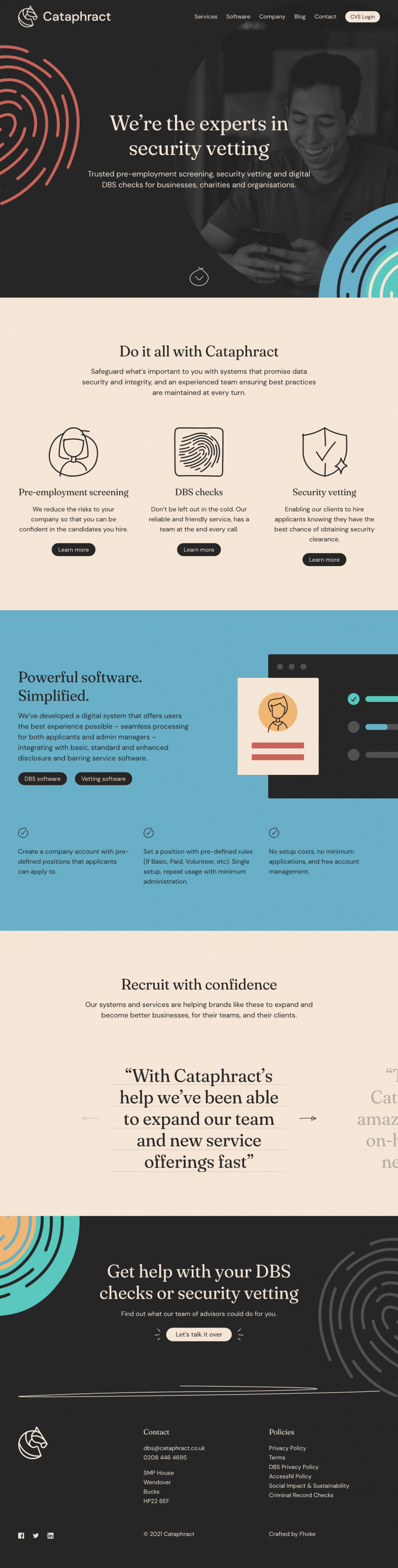 Cataphract landing page full-page website screenshot