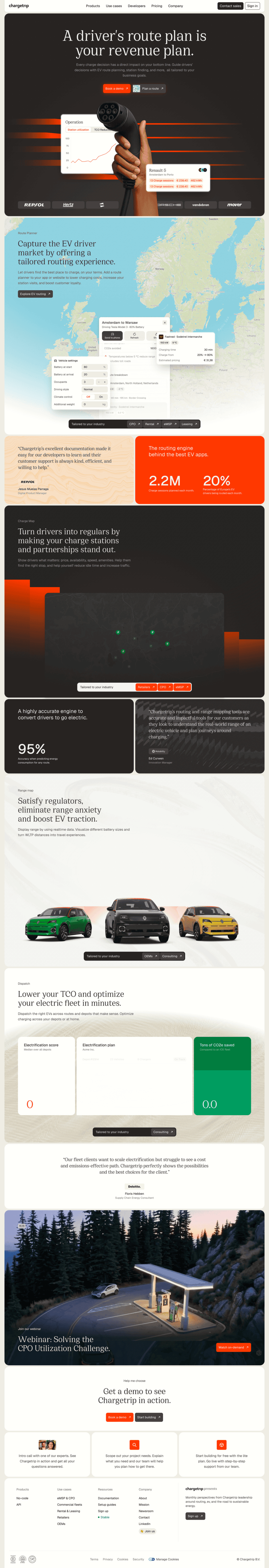 Chargetrip landing page website preview