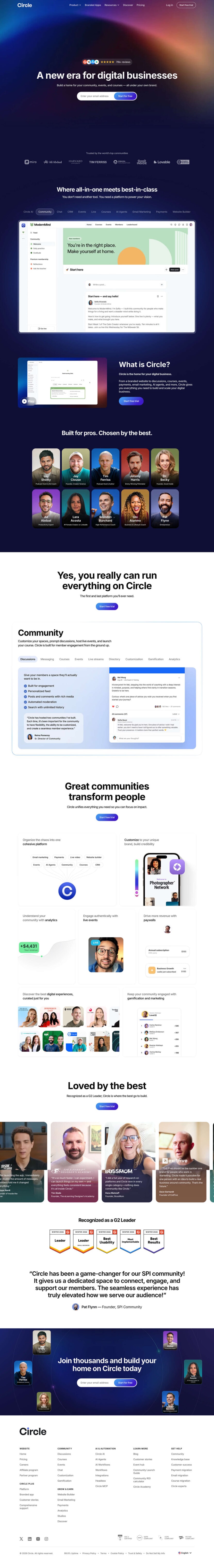 Circle landing page website preview