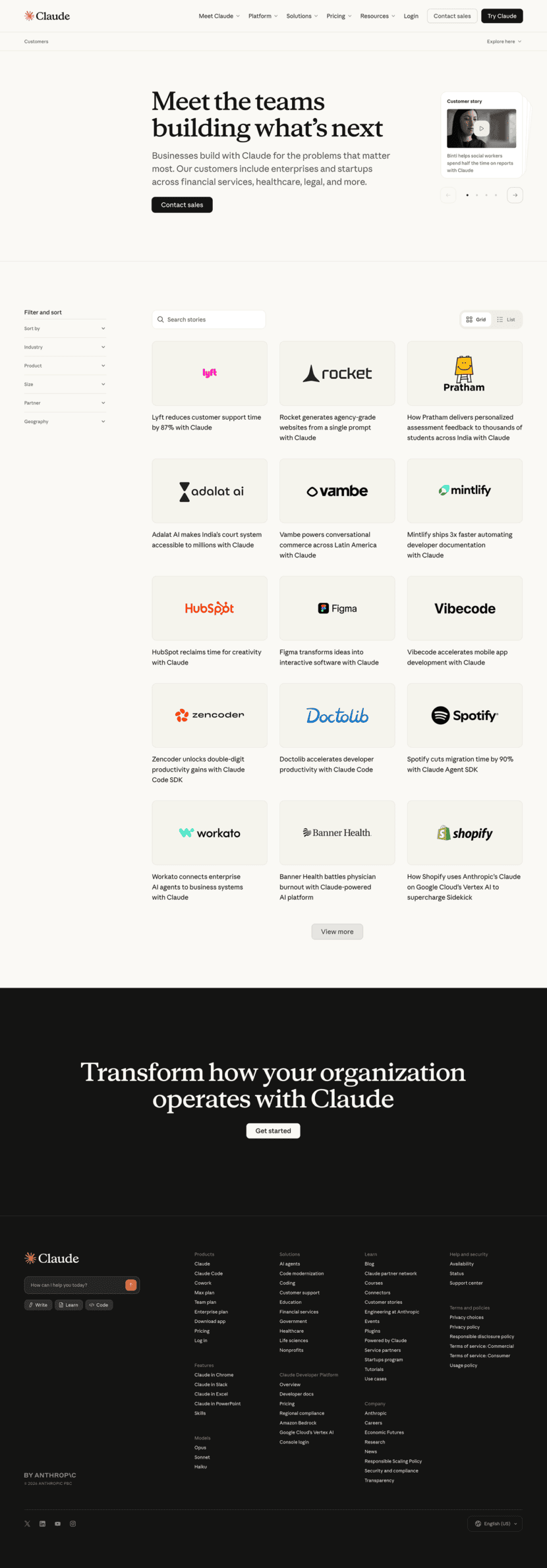 Claude testimonials website preview