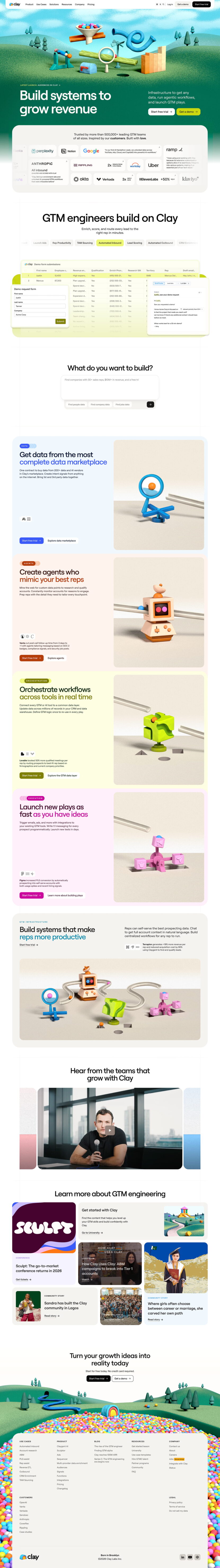 Clay landing page website preview