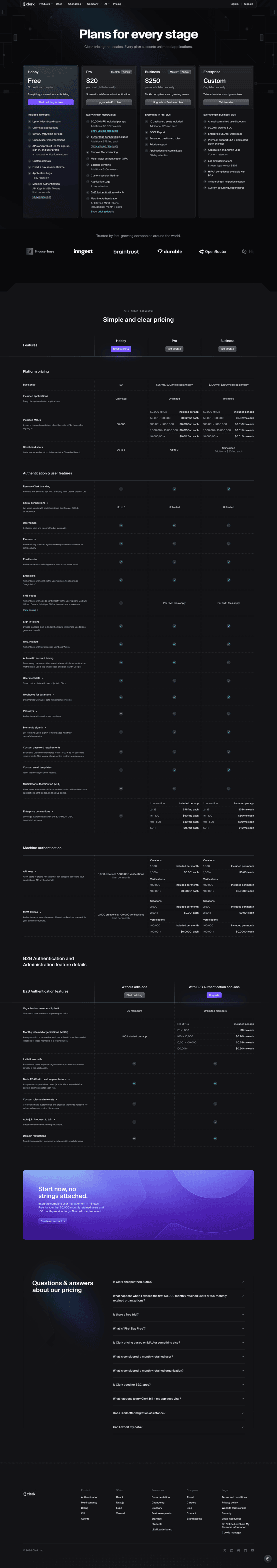 Clerk pricing website preview