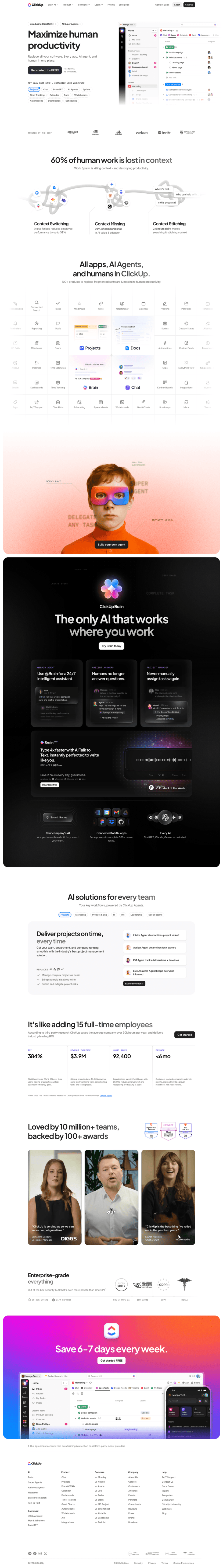 ClickUp landing page website preview