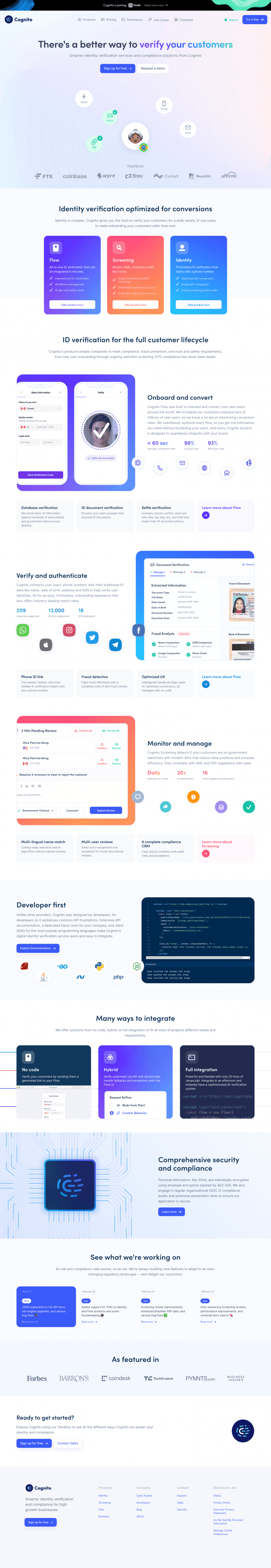 Cognito landing page website preview