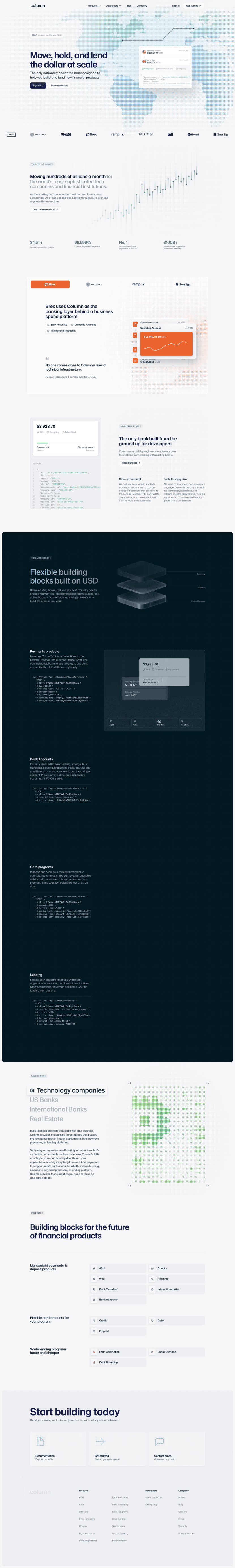 Column landing page website preview