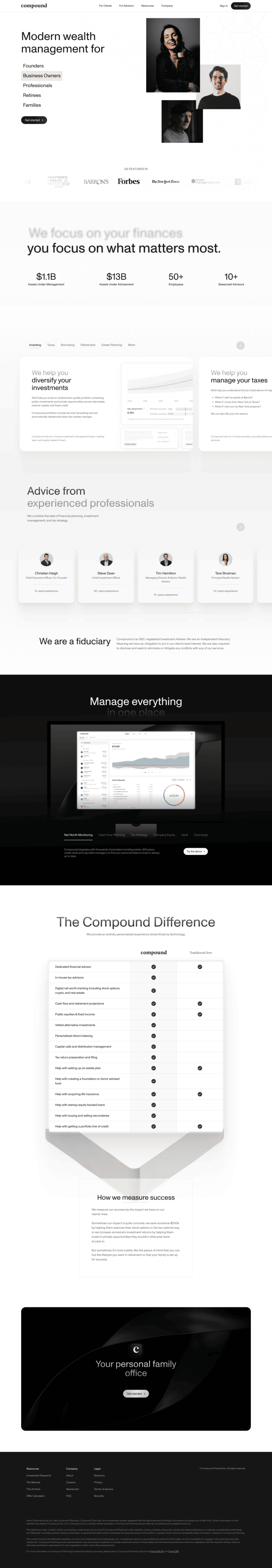 Compound landing page website preview