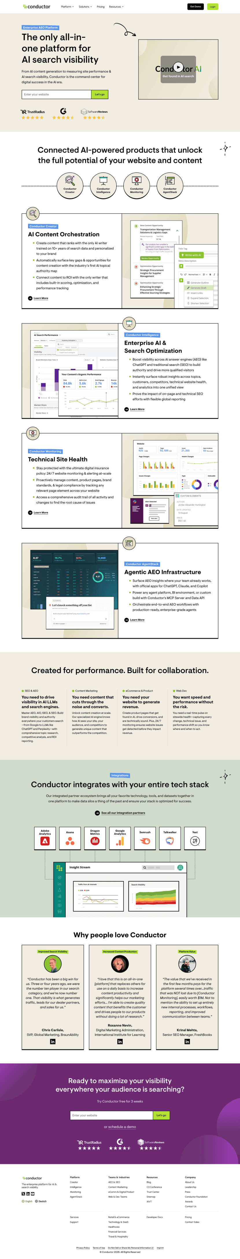 Conductor features website preview
