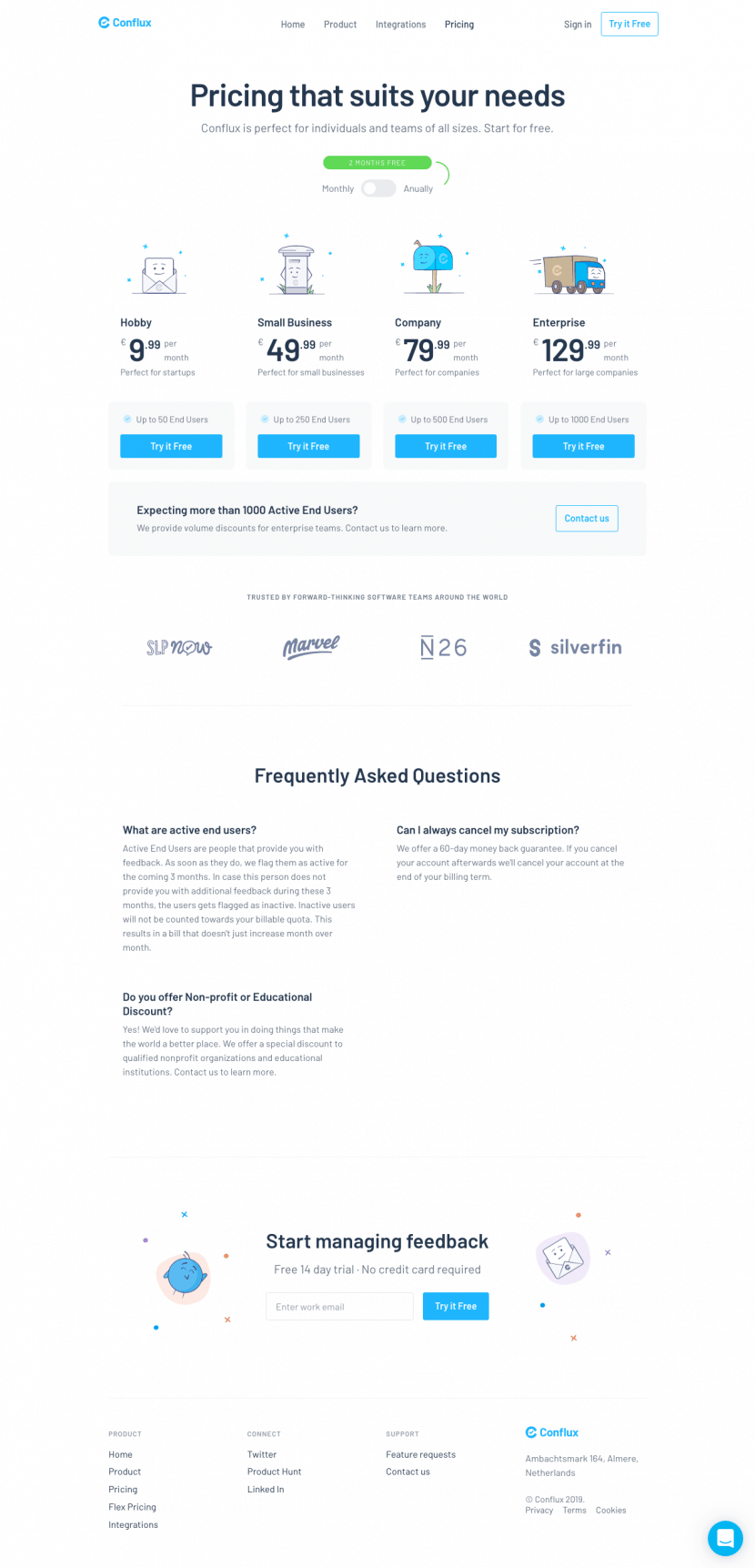 Conflux pricing website preview