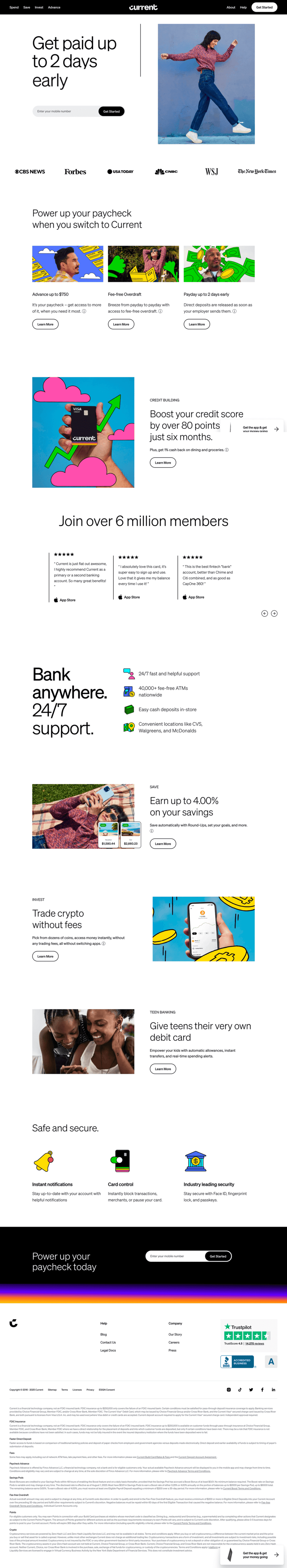 Current landing page website preview