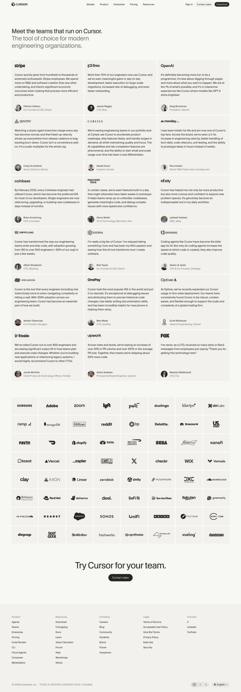 Cursor testimonials website preview