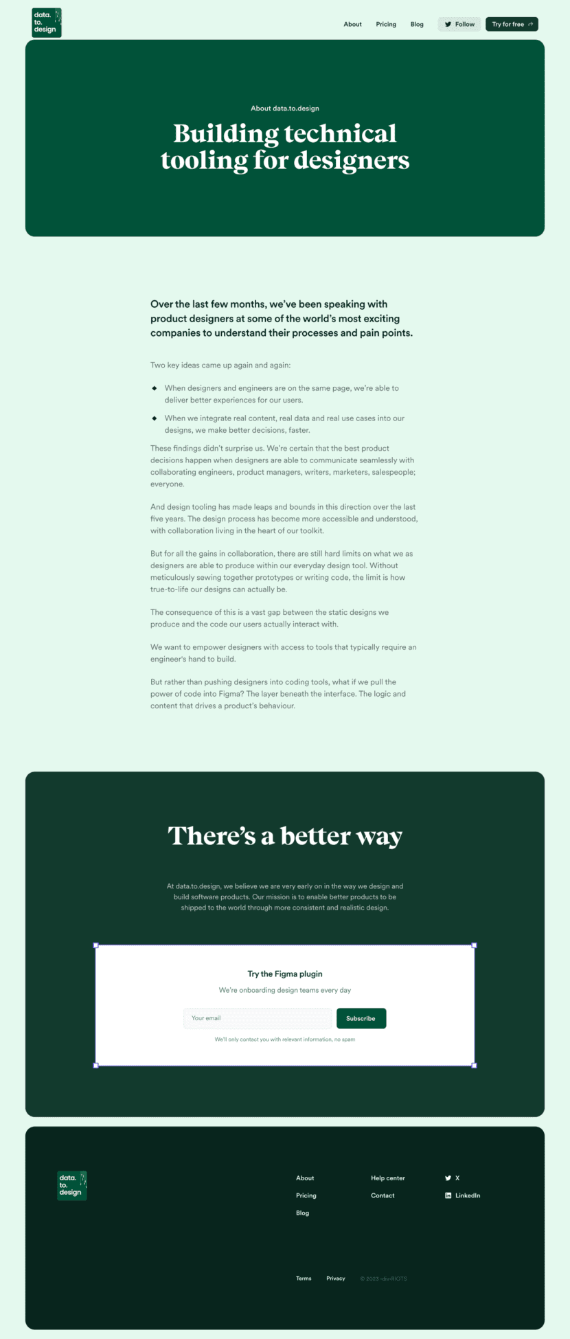 Data.to.design about us website preview