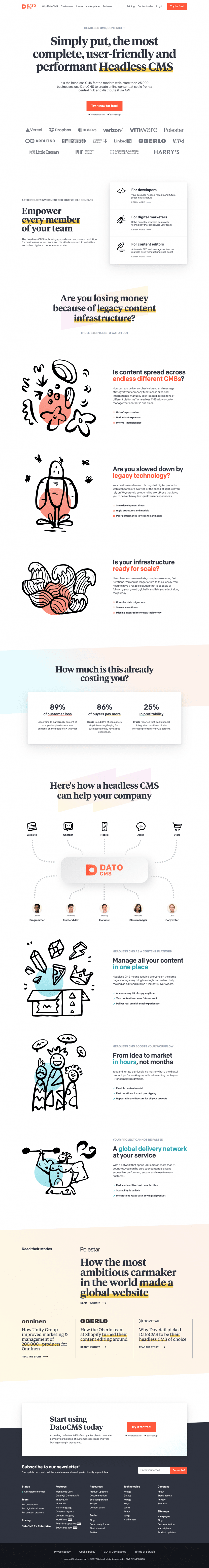 DatoCMS landing page website preview