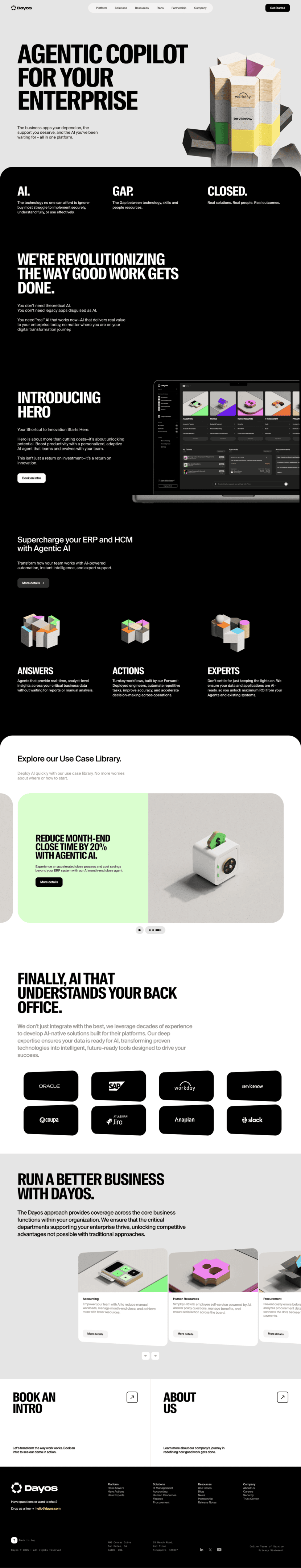 Dayos landing page full-page website screenshot