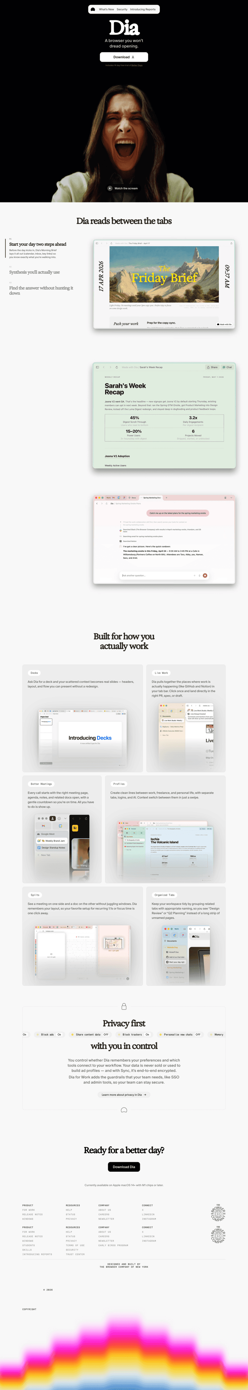 Dia landing page website preview