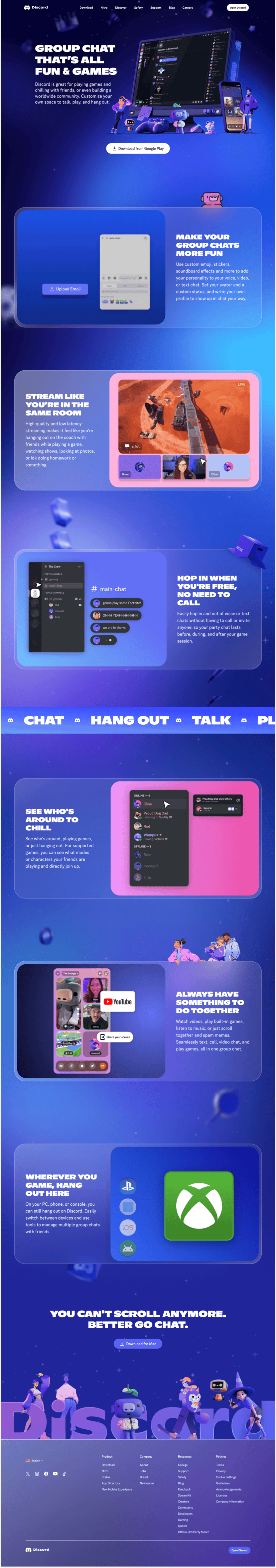 Discord landing page website preview
