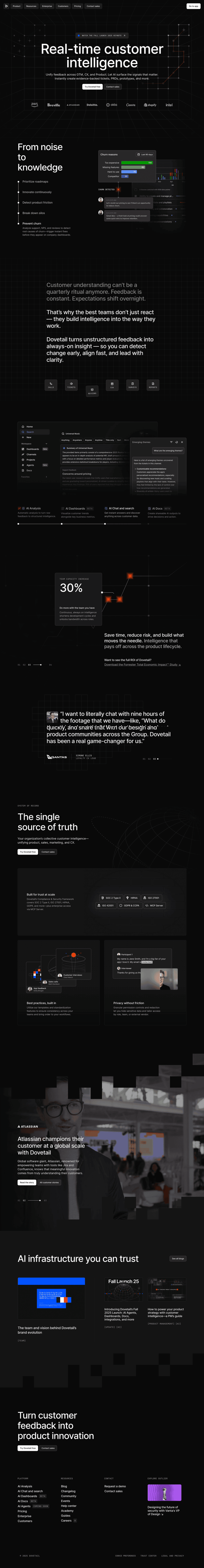 Dovetail landing page website preview