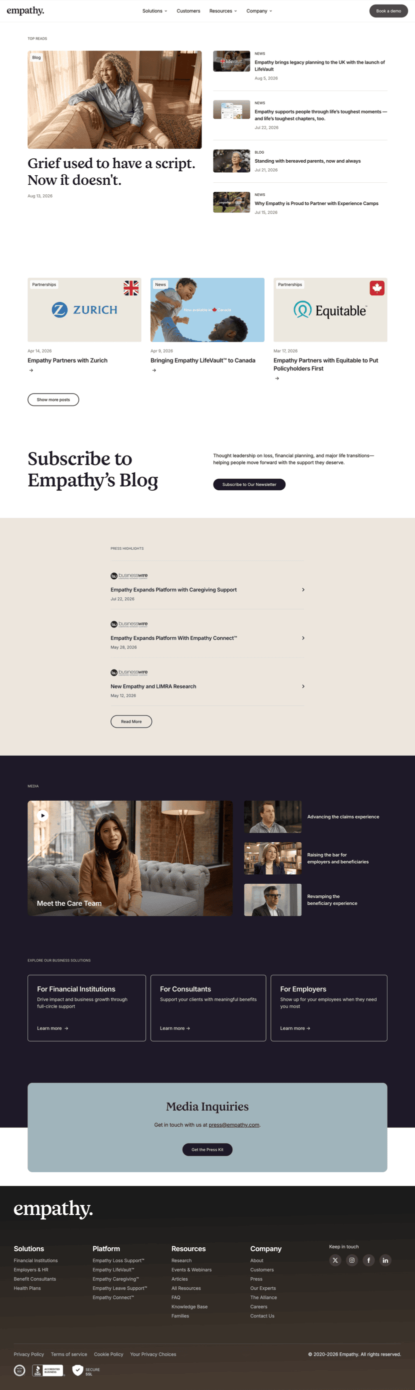 Empathy blog website preview