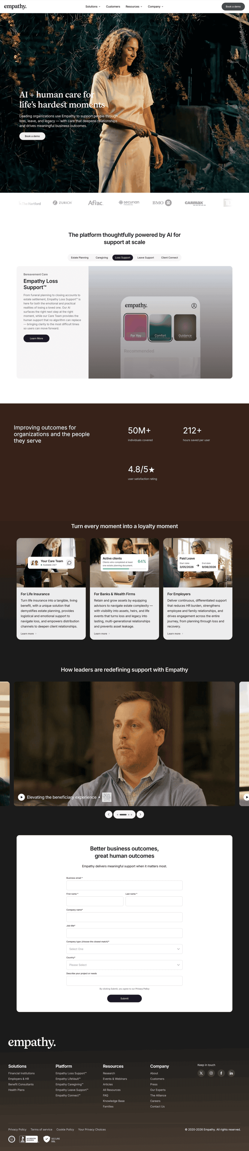 Empathy landing page website preview