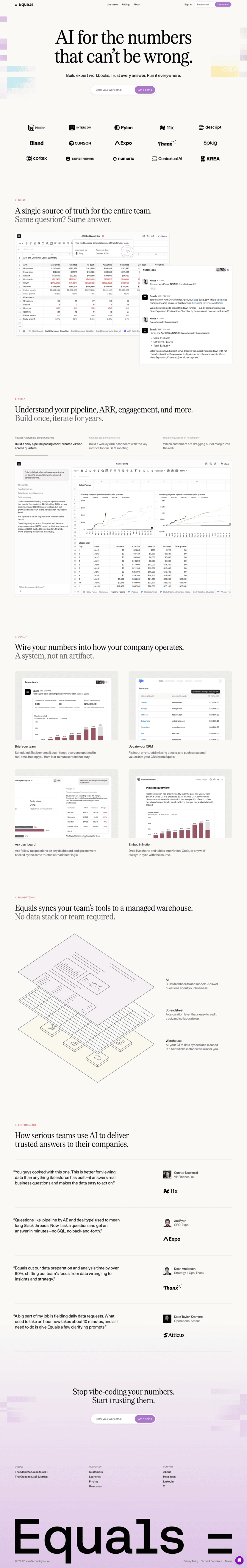 Equals landing page website preview