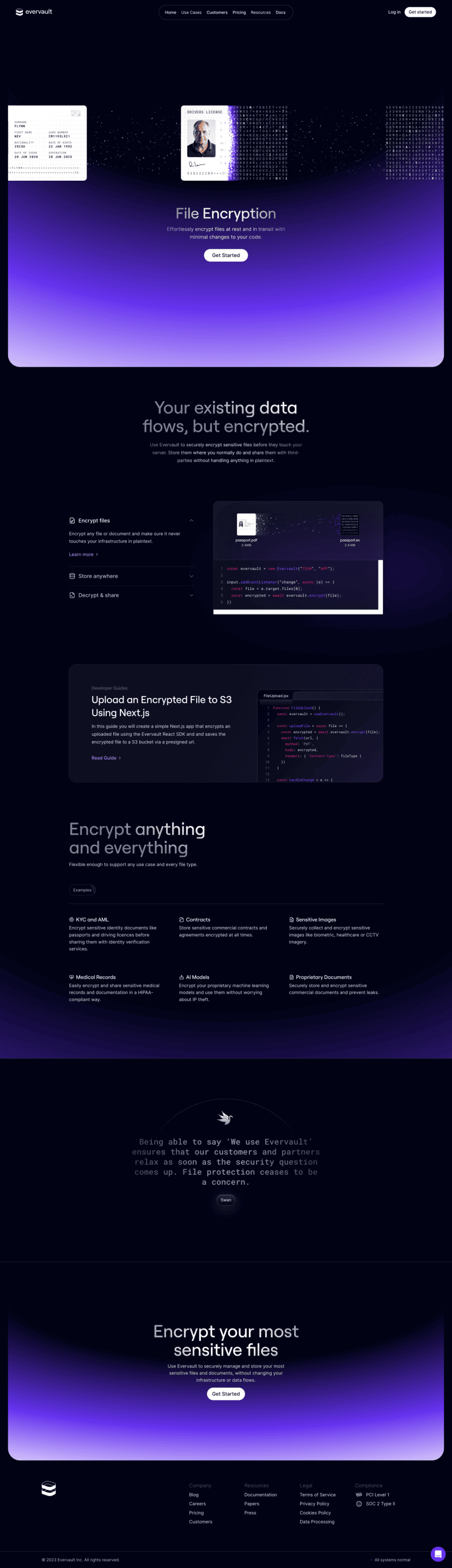 Evervault features website preview