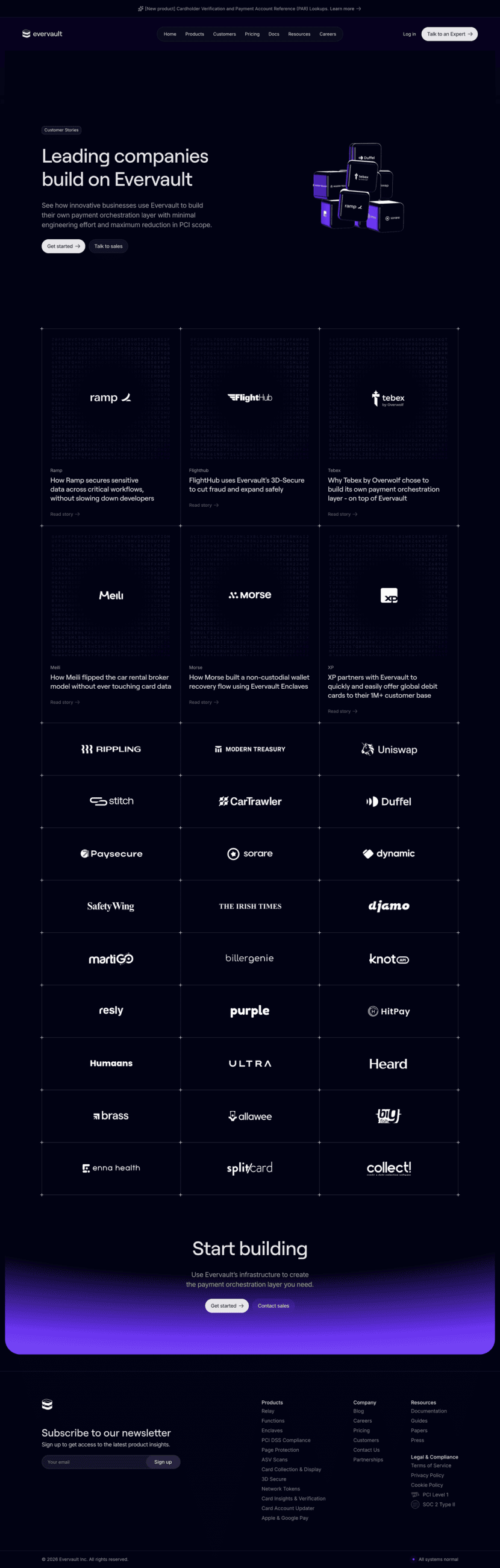 Evervault testimonials website preview